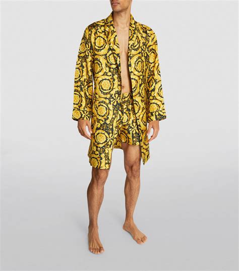 versace silk bank robber|Mens Versace black Silk Barocco Print Robe .